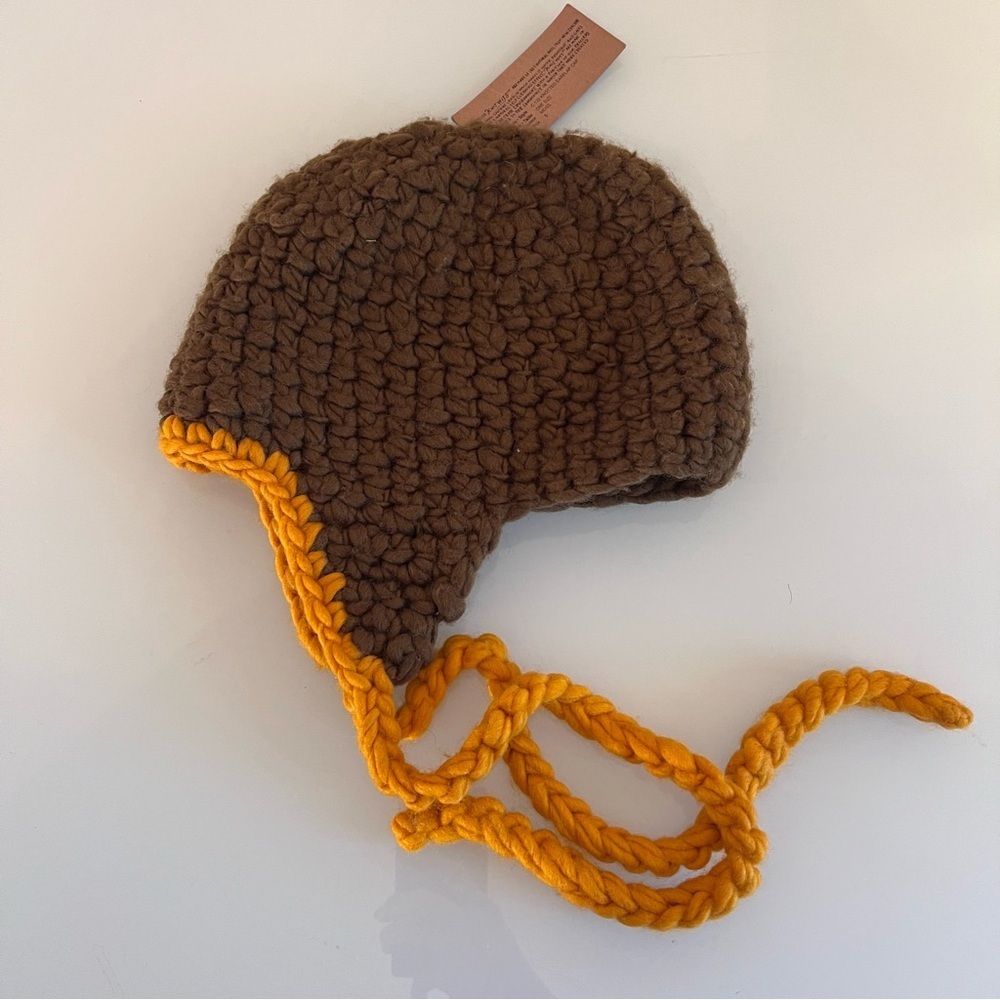 DELUX Knit Earflap Beanie Hat Green With Orange Tassels Winter Cold Weather - Picture 4 of 8
